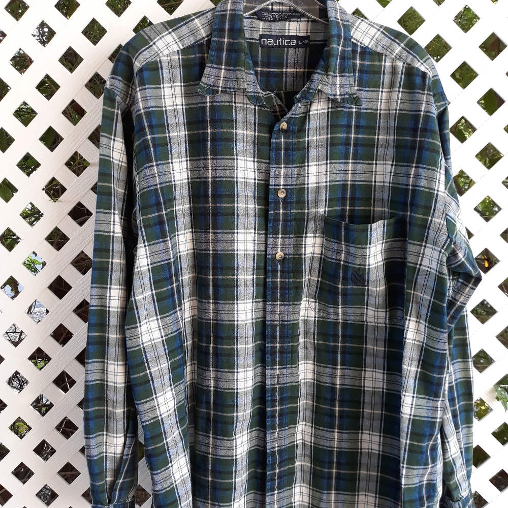 Nautica Men's Long Sleeve Dress Shirt LG